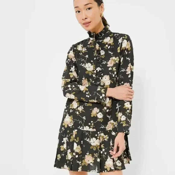 Tuckernuck‎ Dress Floral Tate Long Sleeve Midnight Garden Mini Medium - Picture 2 of 10